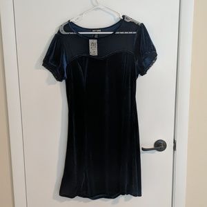 Hot Topic Blue velvet A-Line dress